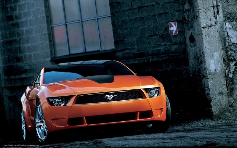 Orange Mustang Concept Car — Dramatic, Photograph