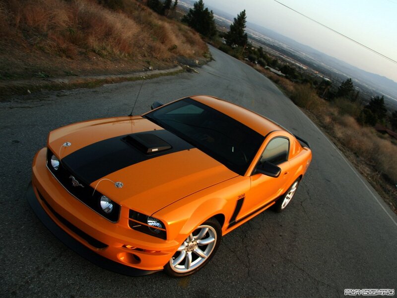 Orange Mustang on Road