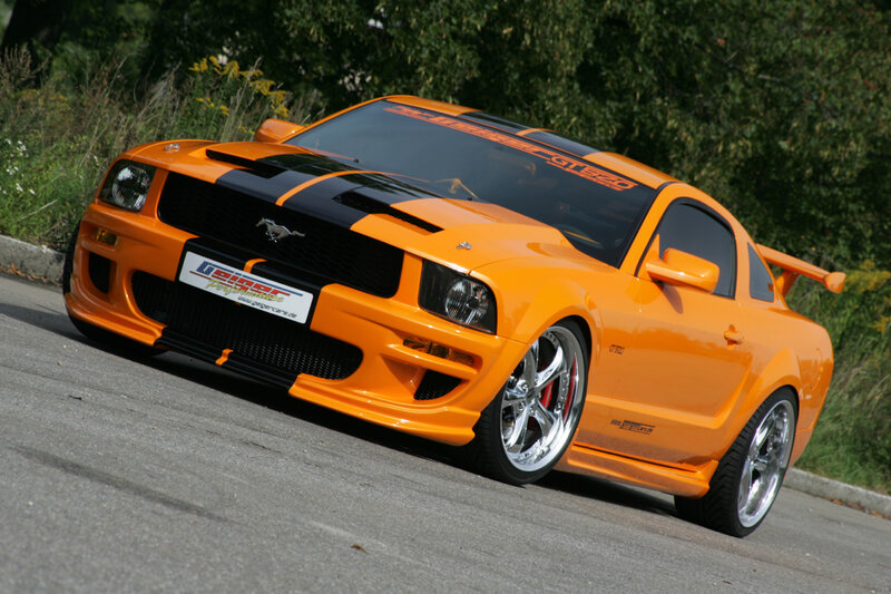 orange mustang with black stripes
