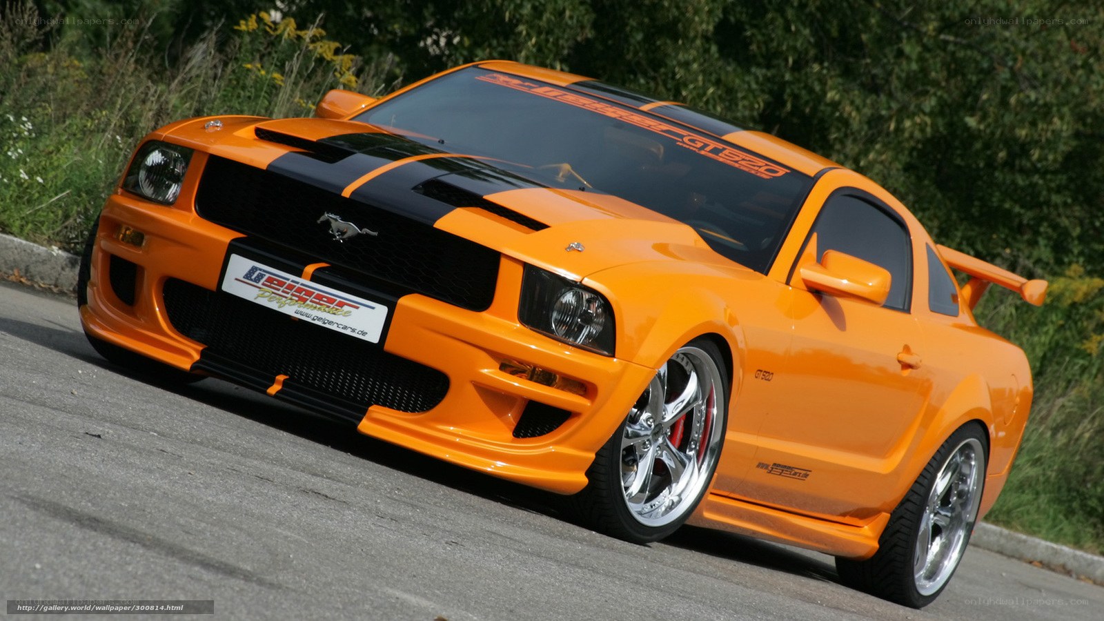 orange mustang with black stripes