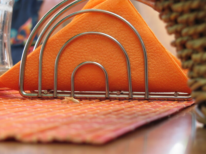 Orange Napkins in Holder