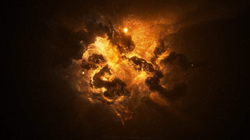 Orange Nebula in Space — Dramatic