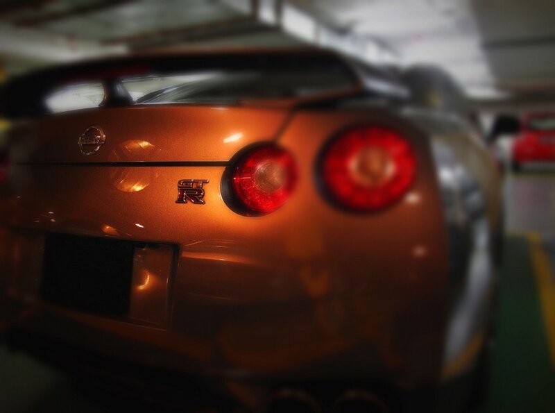 Orange Nissan GT-R rear view