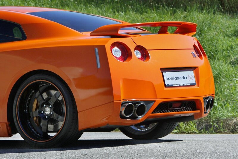 Orange Nissan GT-R rear view