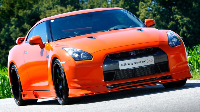 Orange Nissan GT-R sports car