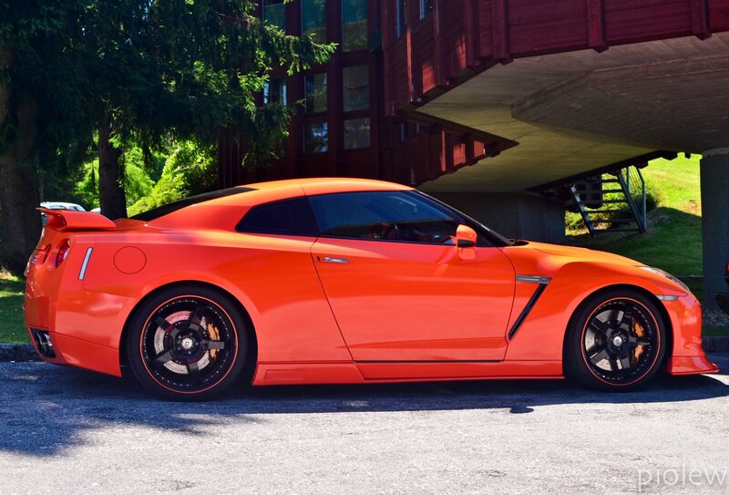 Orange Nissan GT-R sports car