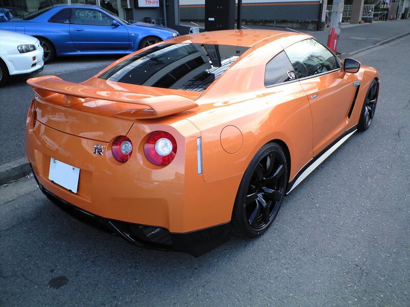 Orange Nissan GT-R sports car