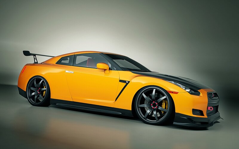 Orange Nissan GT-R sports car