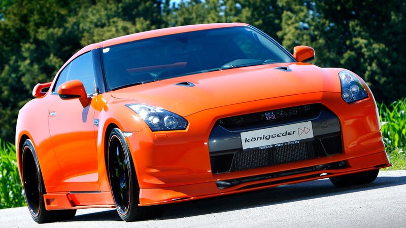 Orange Nissan GT-R sports car