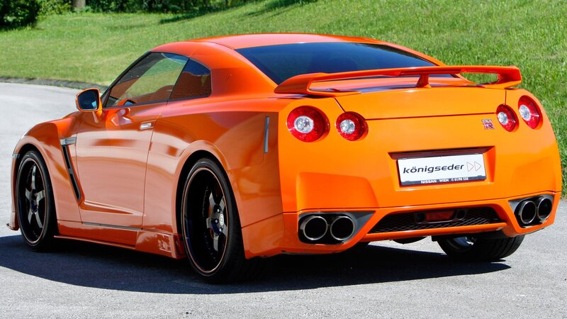 Orange Nissan GT-R sports car