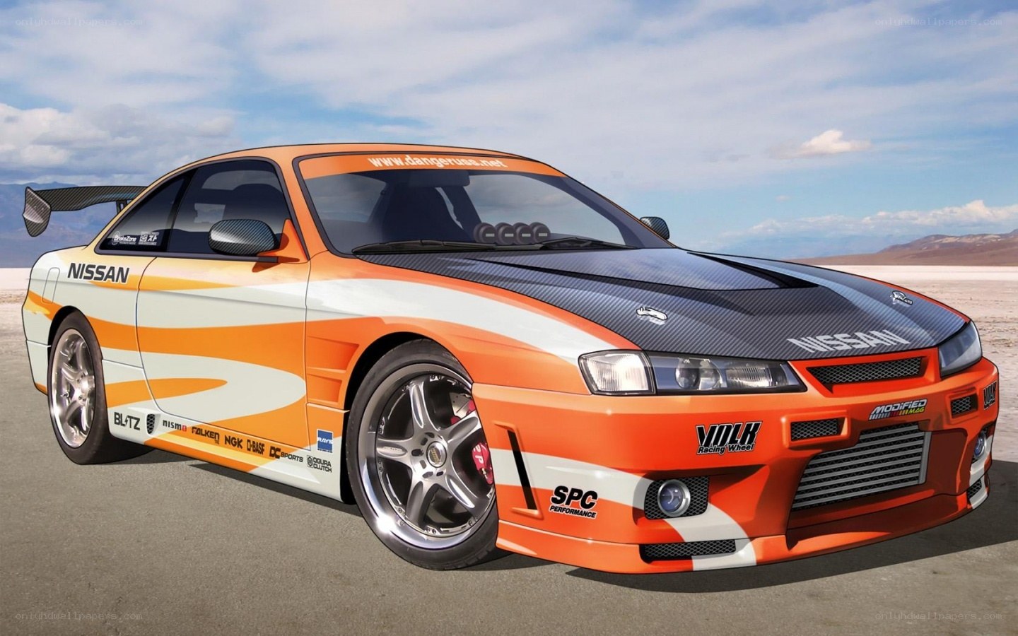 Orange Nissan race car