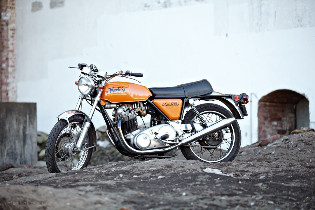 Orange Norton Commando motorcycle