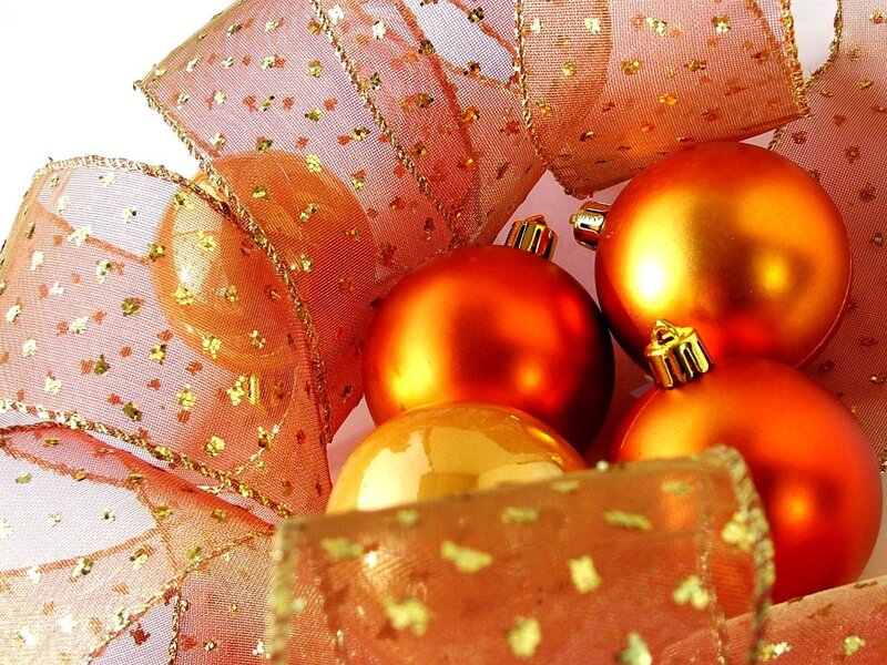 Orange Ornaments and Ribbon