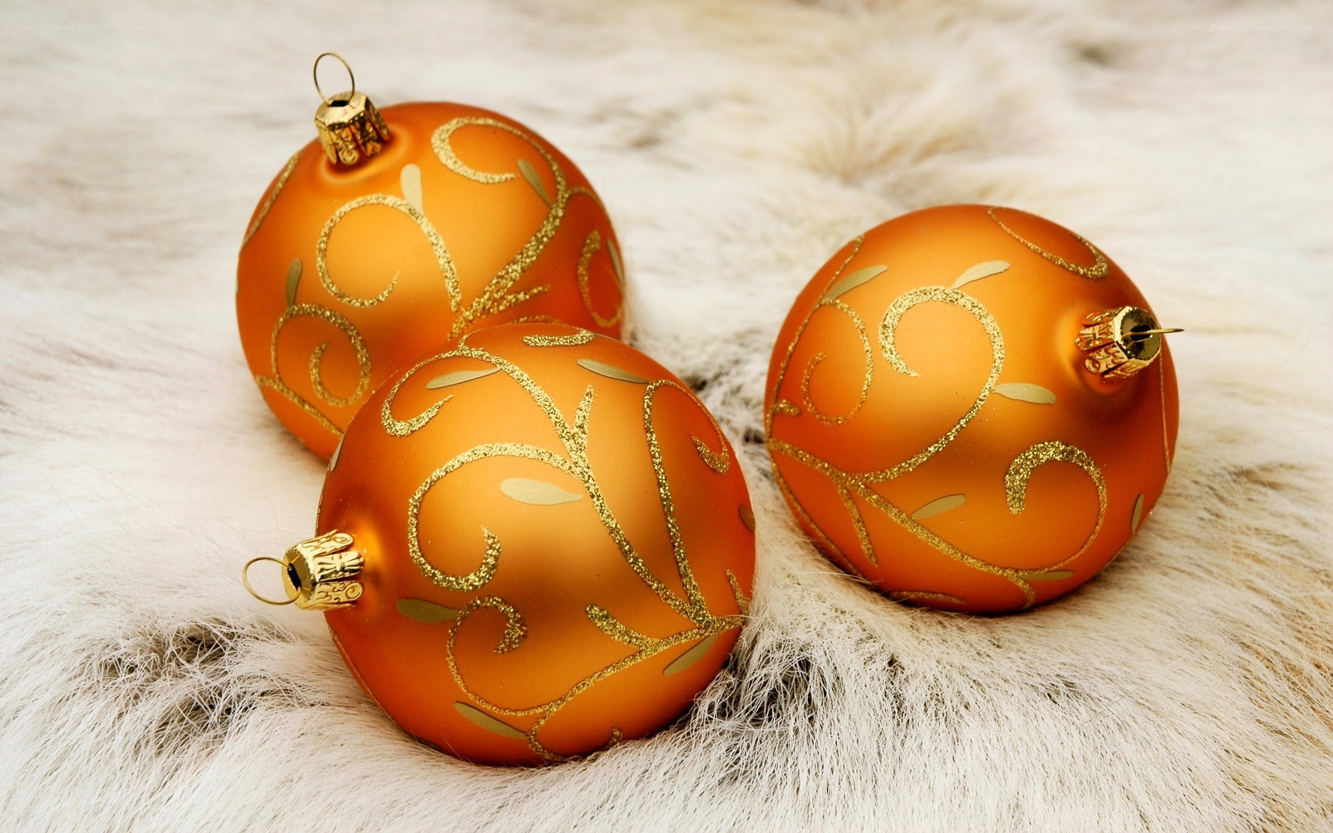 orange ornaments on fur
