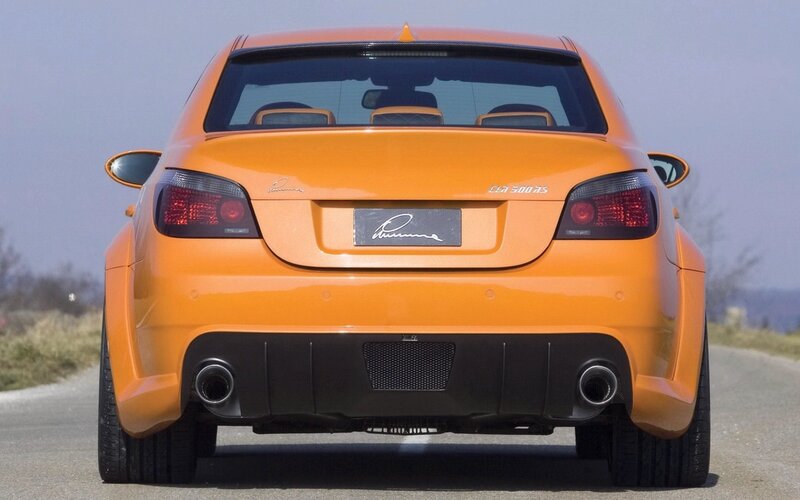orange performance car rear view