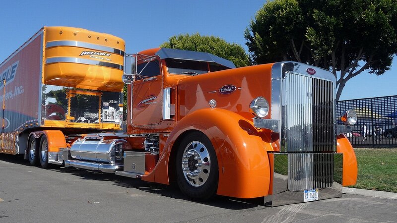 Orange Peterbilt Truck — Bright