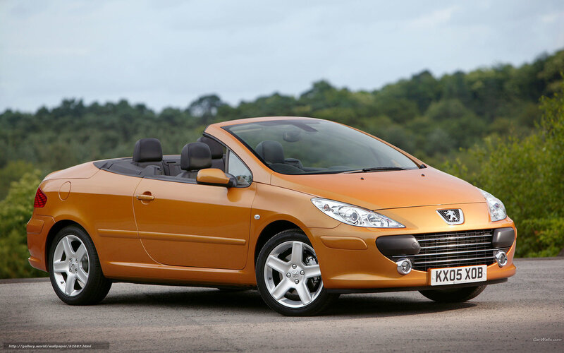 orange peugeot convertible car