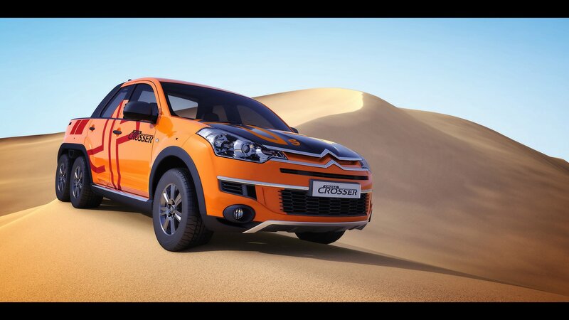 Orange Pickup Truck — Arid, Afternoon, 3d Render, Sand Dunes