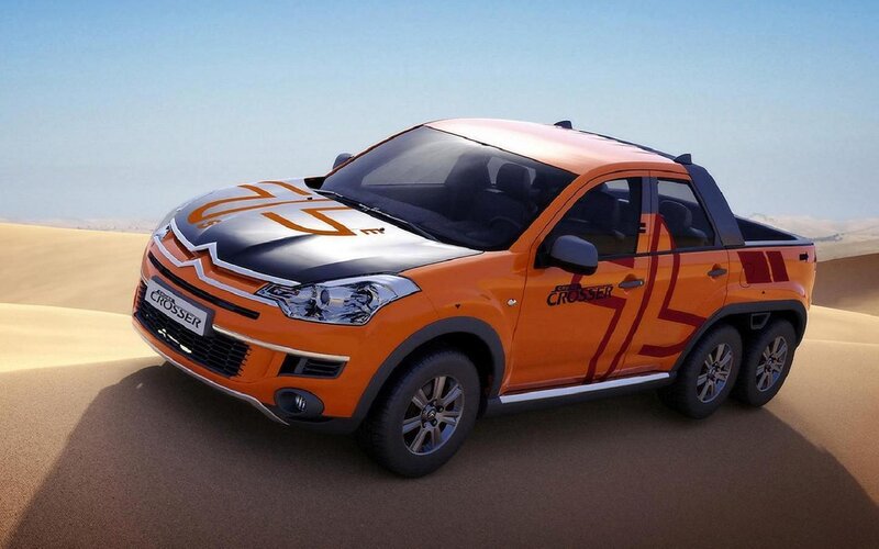 Orange Pickup Truck — Arid, Afternoon