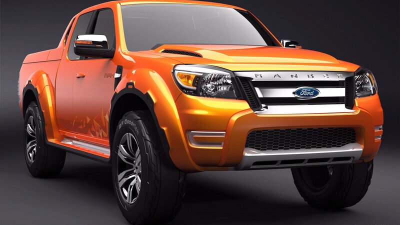 Orange Pickup Truck — Dramatic, 3d Render, Grille, Tires