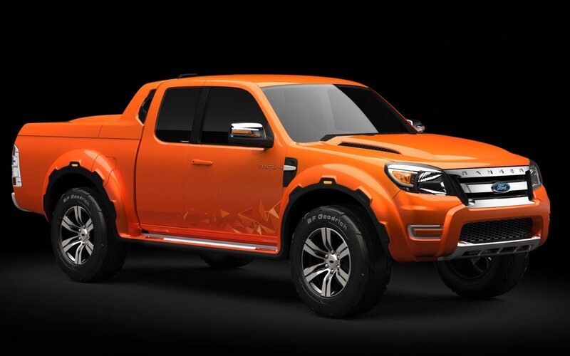 Orange Pickup Truck — Dramatic, 3d Render, Tires, Side Step