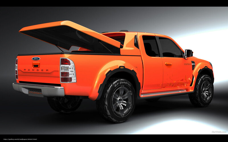 Orange Pickup Truck — Dramatic, 3d Render, Truck Bed, Tires