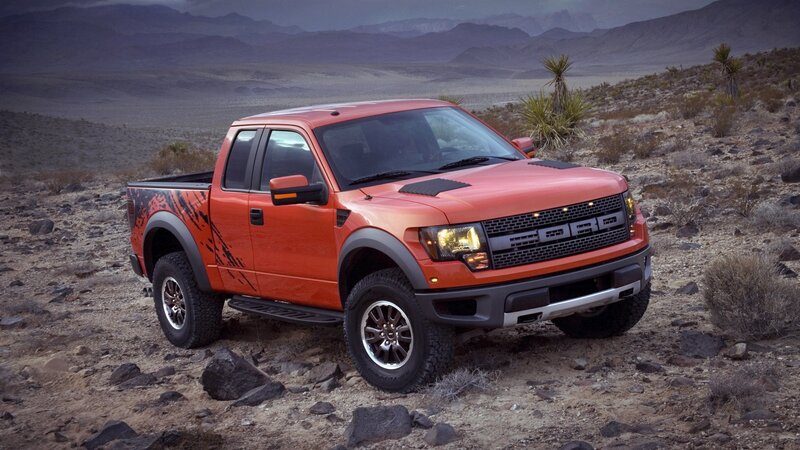 Orange Pickup Truck — Dramatic, Sunset, Photograph, Desert