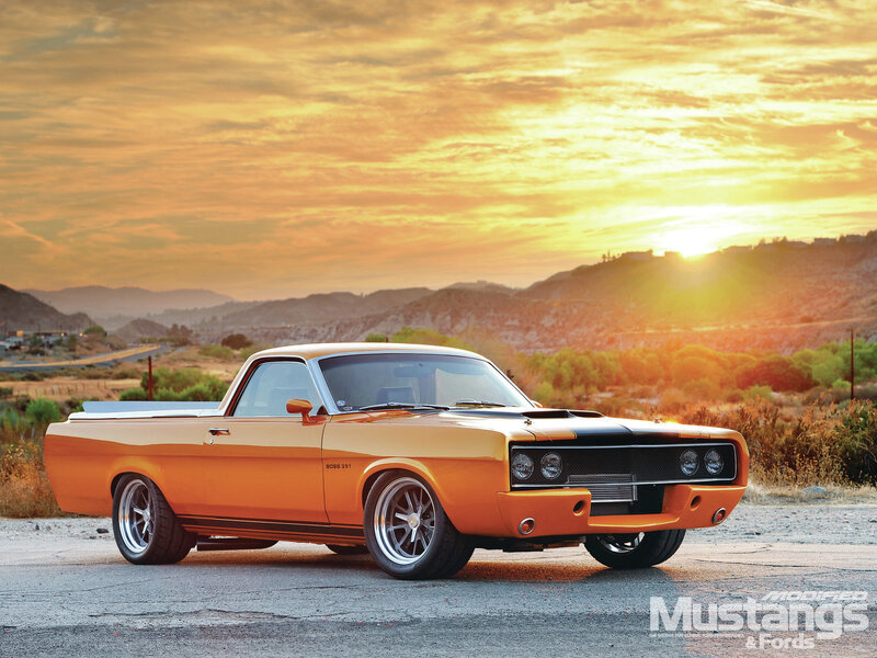 Orange Pickup Truck — Dramatic, Sunset, Photograph