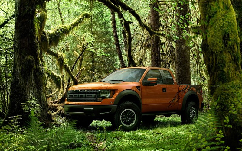 Orange Pickup Truck — Green