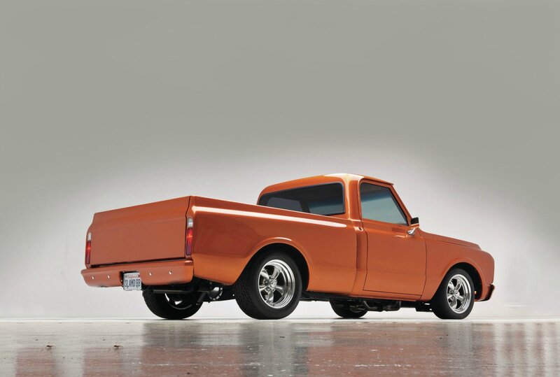 Orange Pickup Truck — Neutral, Photograph, License Plate