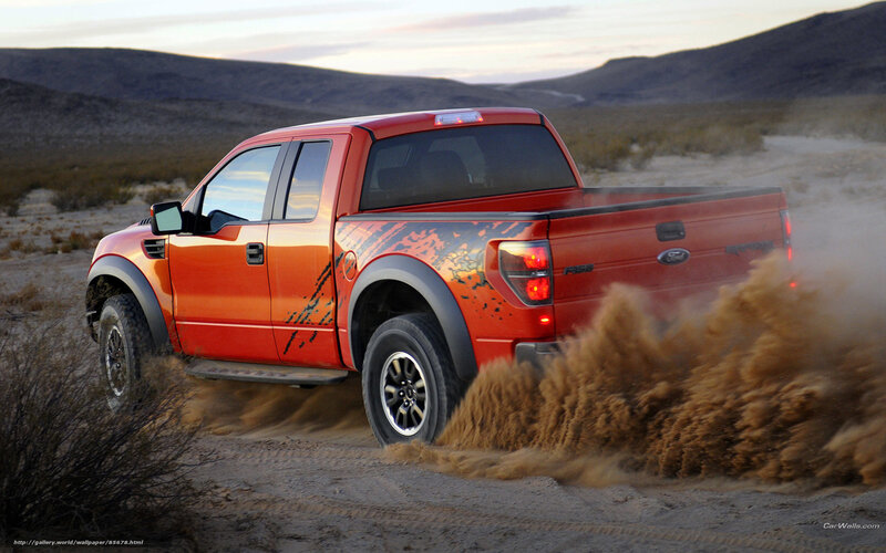 Orange Pickup Truck — Red