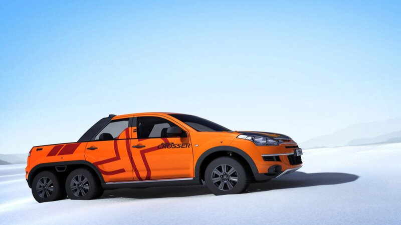 Orange Pickup Truck — Serene, 3d Render, Snow