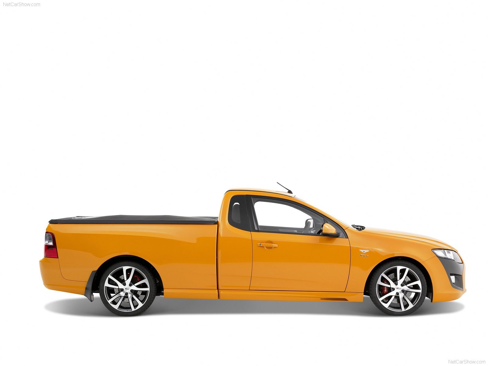 orange pickup truck side view