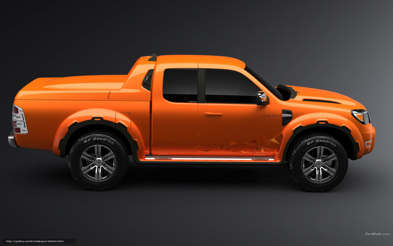 orange pickup truck side view