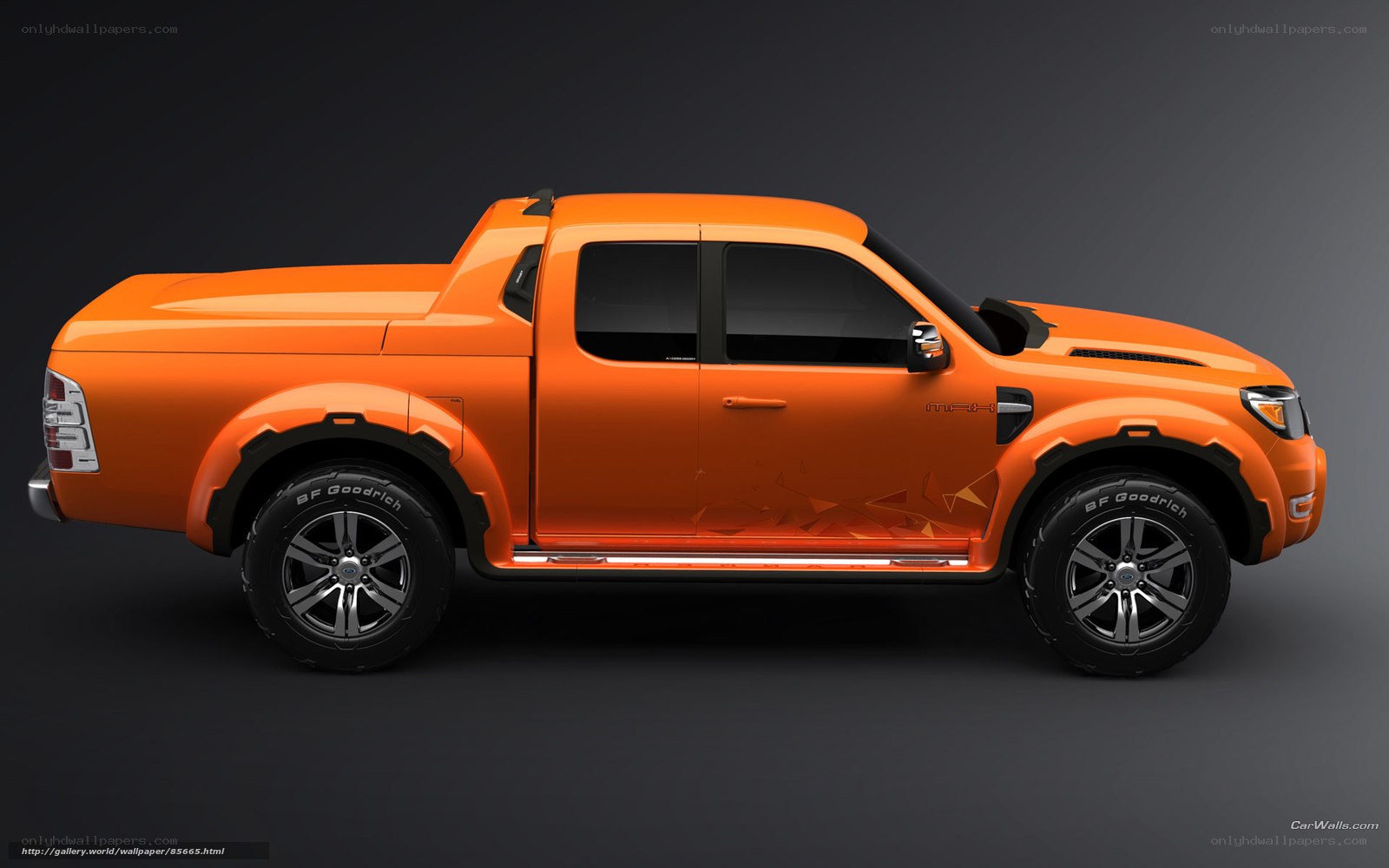 orange pickup truck side view