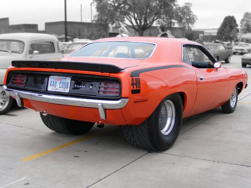 Orange Plymouth Cuda muscle car