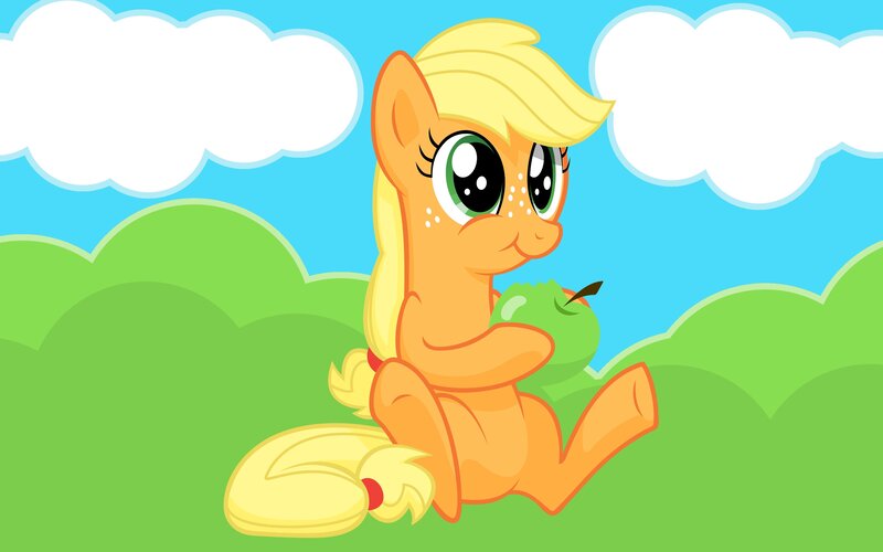 Orange Pony Holding Apple