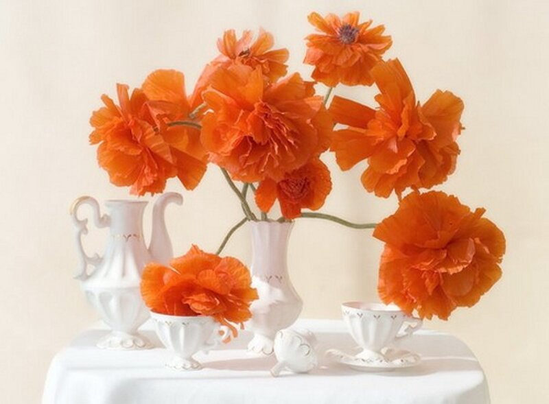 Orange Poppies in Vases