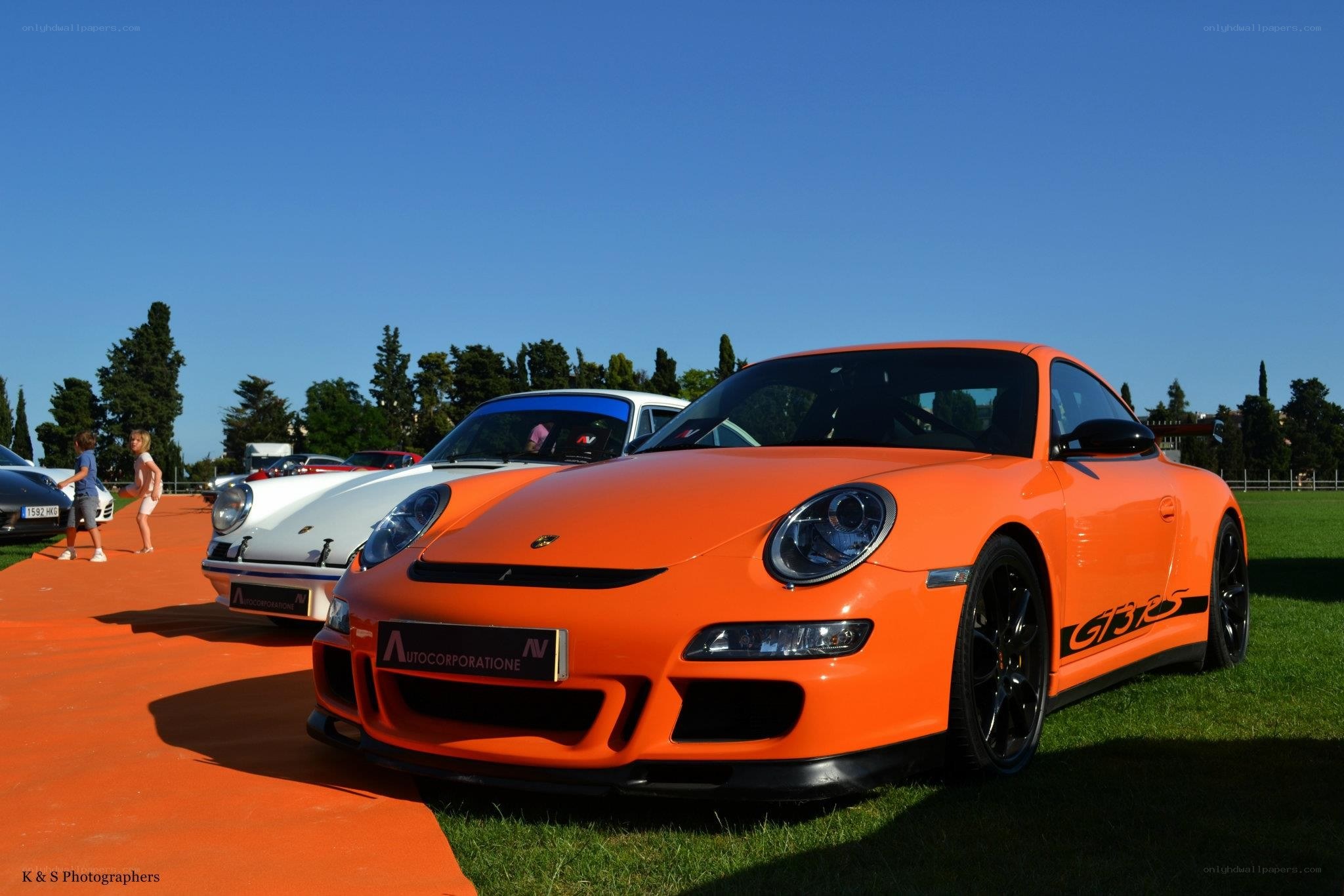 Orange Porsche at car show