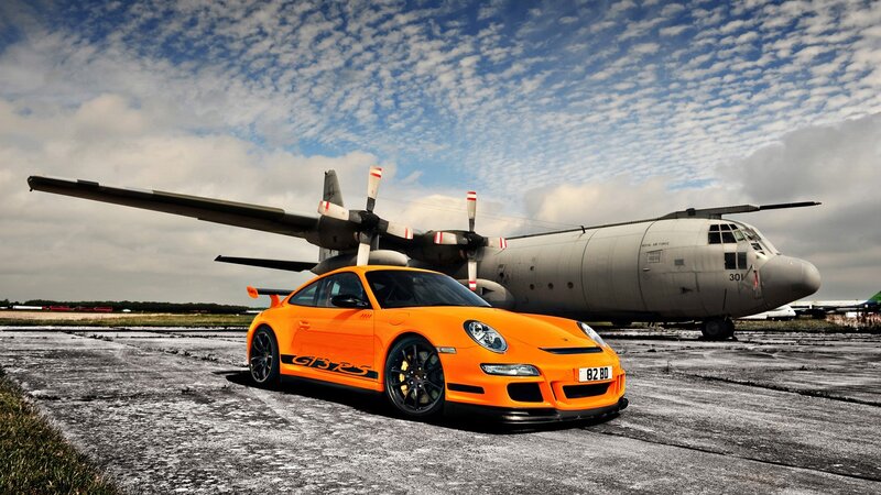 Orange Porsche Car — Dramatic, Afternoon