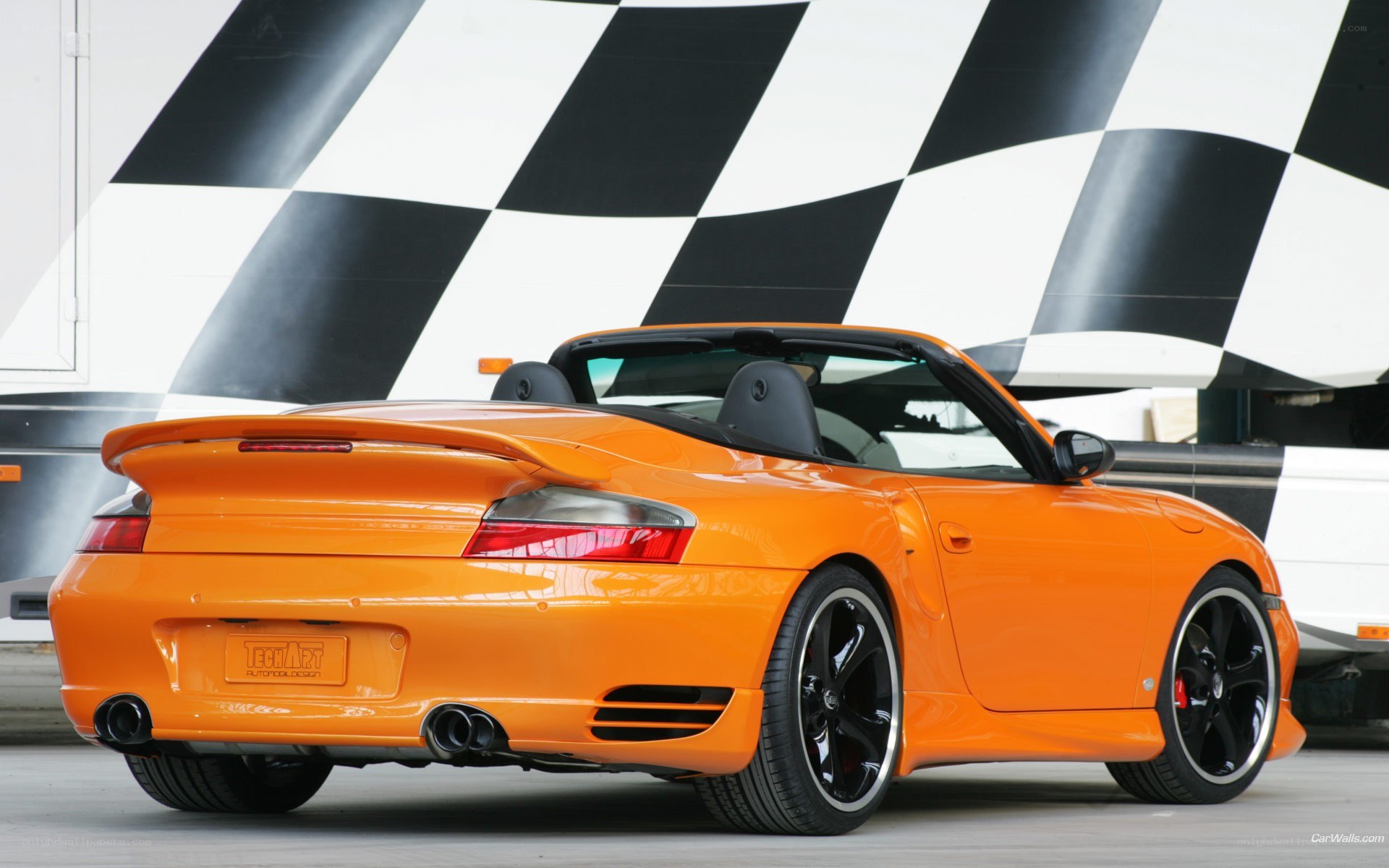orange Porsche convertible