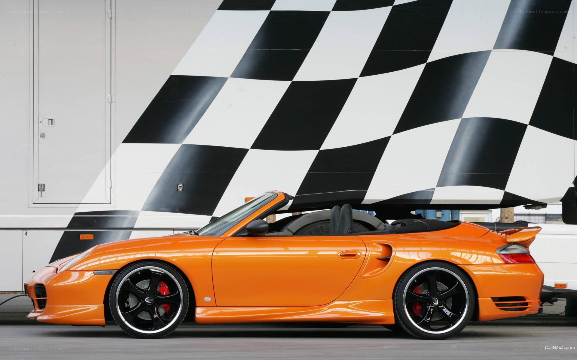 orange Porsche convertible car