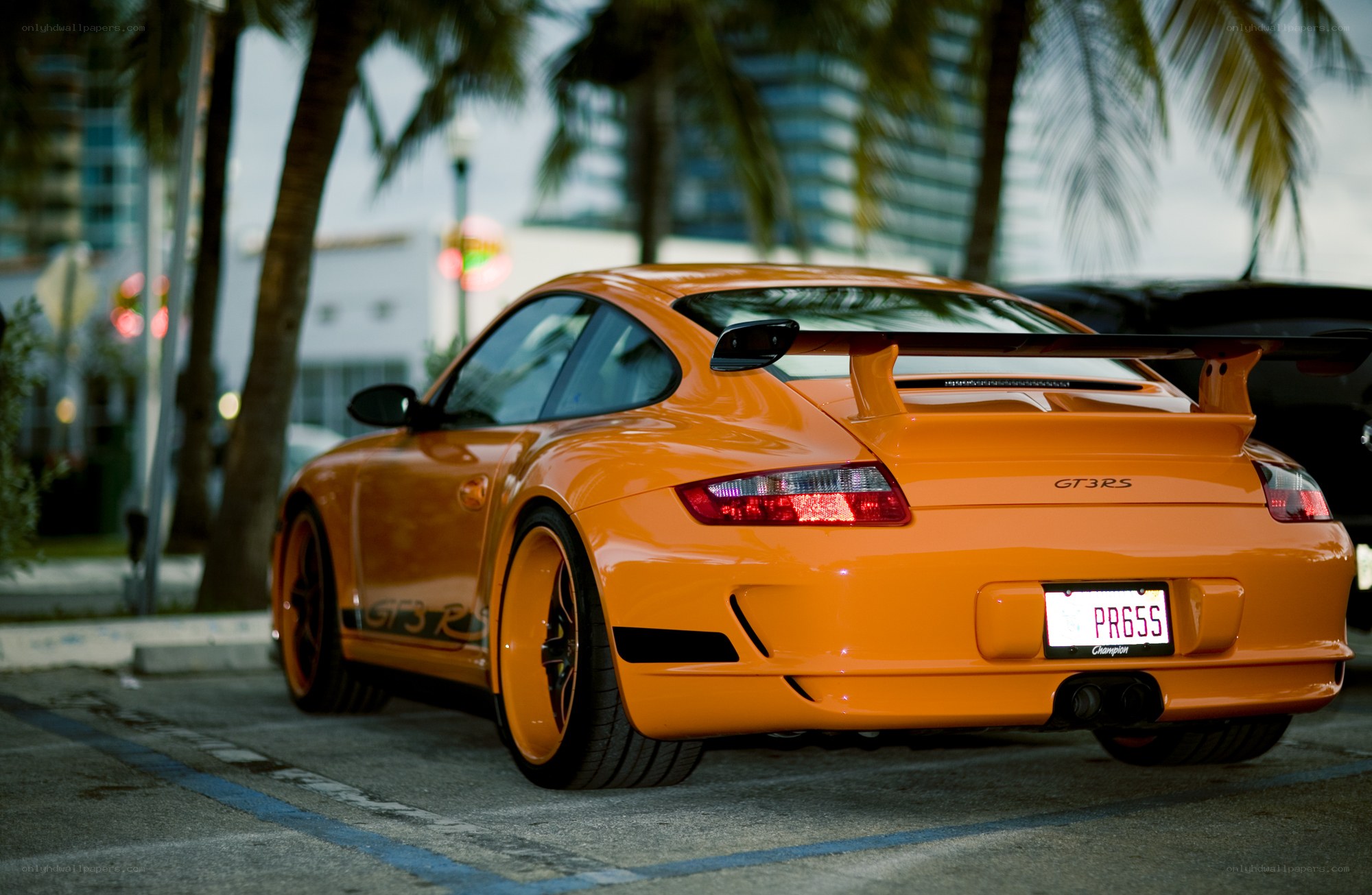 Orange Porsche GT3 RS parked