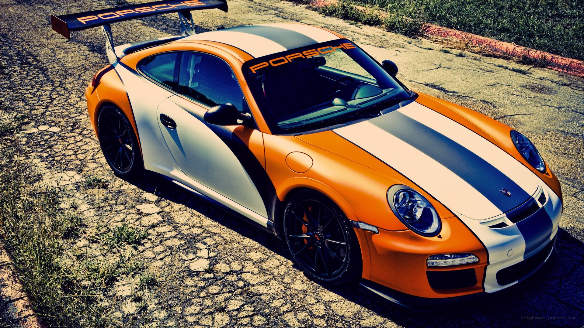 Orange Porsche race car
