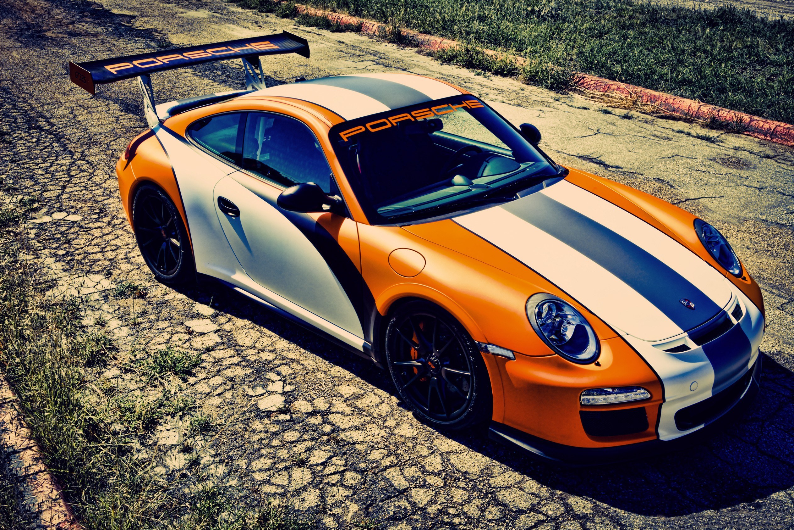 Orange Porsche race car