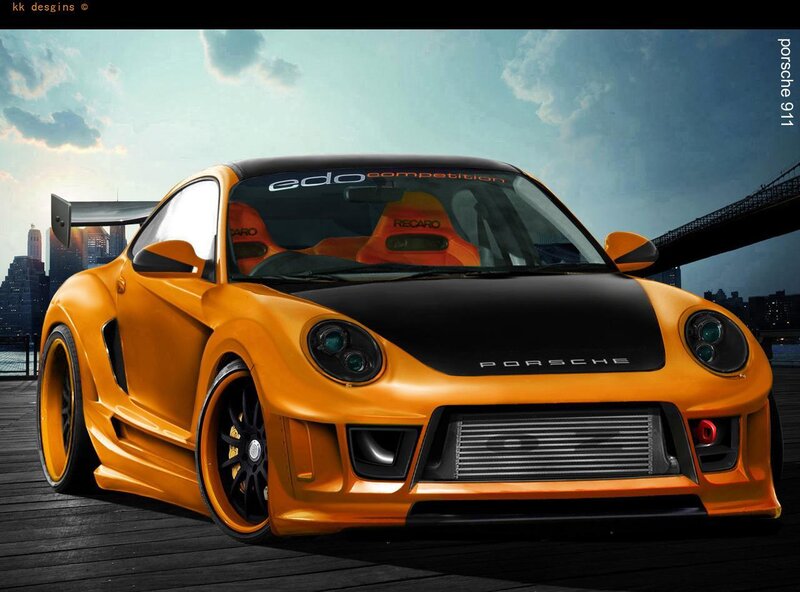 Orange Porsche Race Car — Dramatic