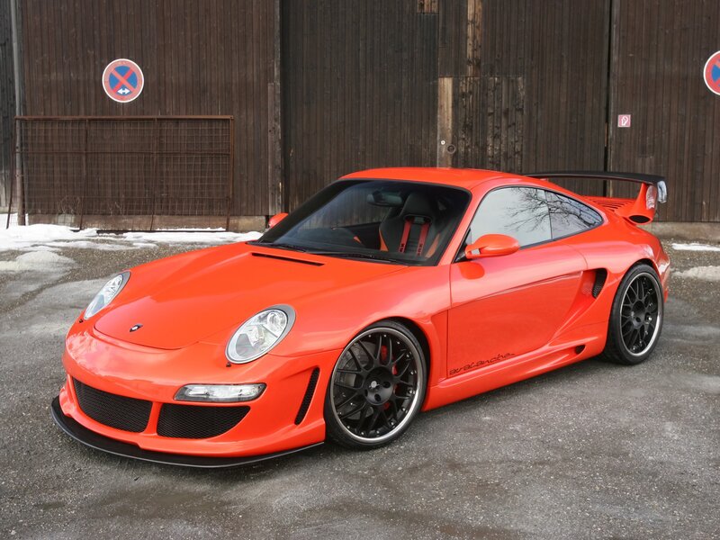 Orange Porsche sports car