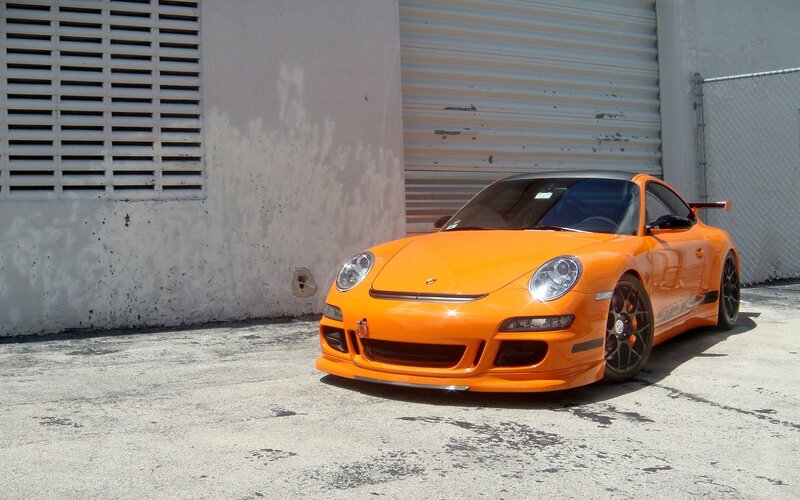 orange Porsche sports car