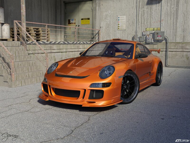 Orange Porsche sports car
