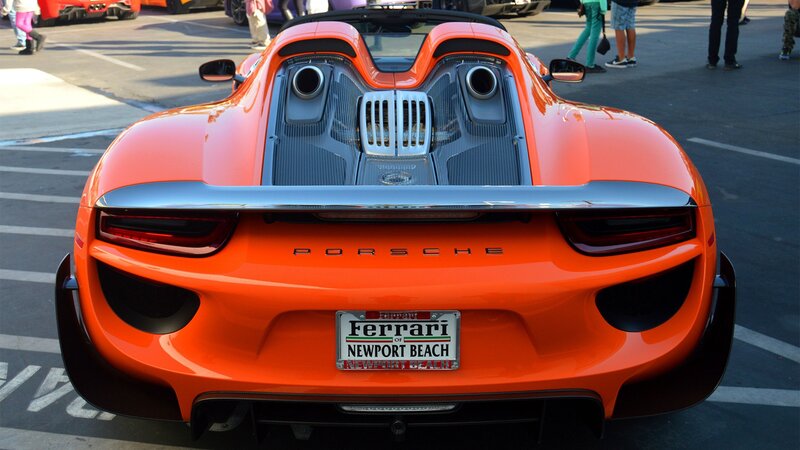 Orange Porsche Sports Car — Dramatic, Afternoon